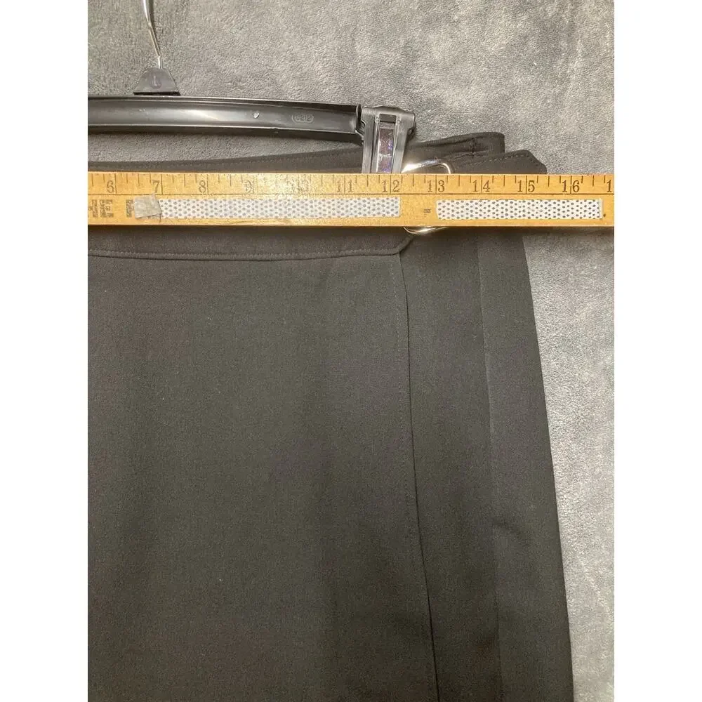 Y2K Briggs New York Wrap Skirt Black Buckle Twill Knee Length Dark Academia Sz 8